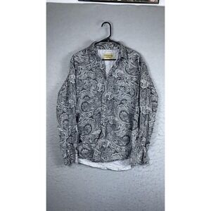 Cowboy Legend Shirt Mens Large Gray Paisley‎ Long Sleeve Button Western Casual